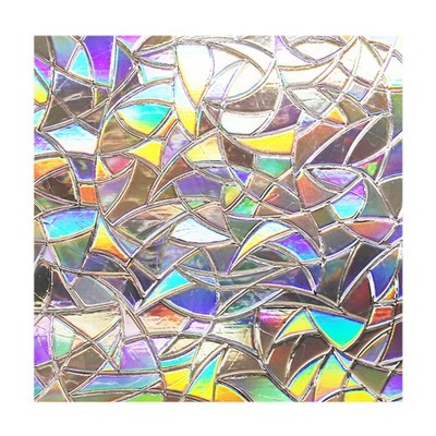 Window Privacy Film,Stained Glass 3D Decals Sun Blocking Static Cling 7.9x39.4''