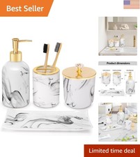 Complete Marble Style Bathroom Accessory Set - 4 Pcs for Organized Elegance