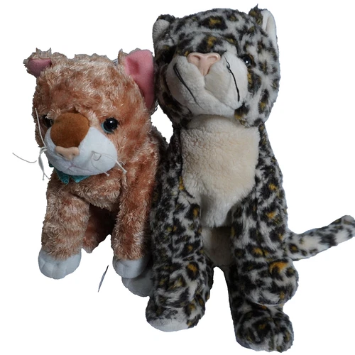 Vtg Ty Beanie Buddies Mattie the Cat & Sneaky Leopard Lot of 2 Plush Bean Bag 12