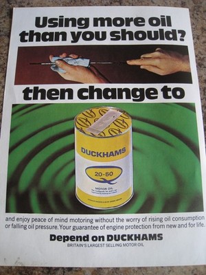 MEHR ÖL VERWENDEN ALS SIE SOLLTEN? DUCKHAMS MOTORÖL 1970 WERBUNG A4 FEILE 51