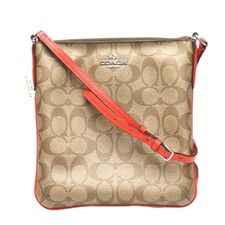Borsa a tracolla Coach F35940 in pelle e tela marrone con cerniera firmata da...