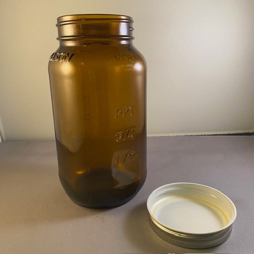 Mason Jar Amber Brown 750 ml Raised Lettering Screw on Lid ~ Canning or Decor - Picture 6 of 9