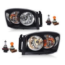 Headlight Assembly for Ram 1500 2006-2008 2500 3500 Clear Lens Black Housing