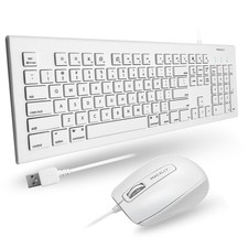 104 Key USB Wired Keyboard and Mouse Combo with Apple Shortcut Keys for Mac, ...