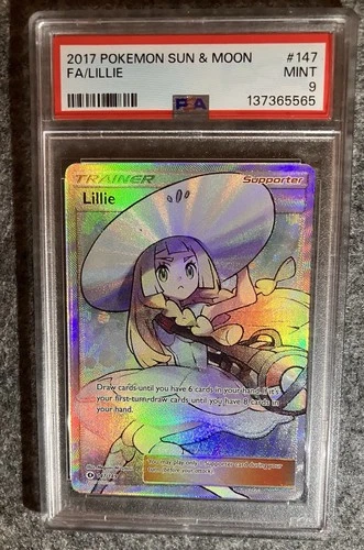 Pokemon TCG PSA 9 LILLIE Full Art 147/149 Sun & Moon Base Set 2017