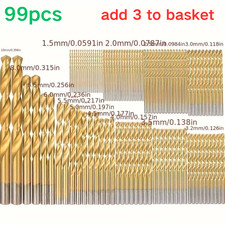 99Pcs Titanium Coated Mild Steel Drill Bit Tool Set for Plastic Wood Metal Kit