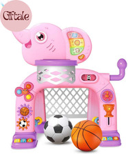 Toddler Basketball Hoop  Soccer Goal Activity Center Toys with Light  Music,El