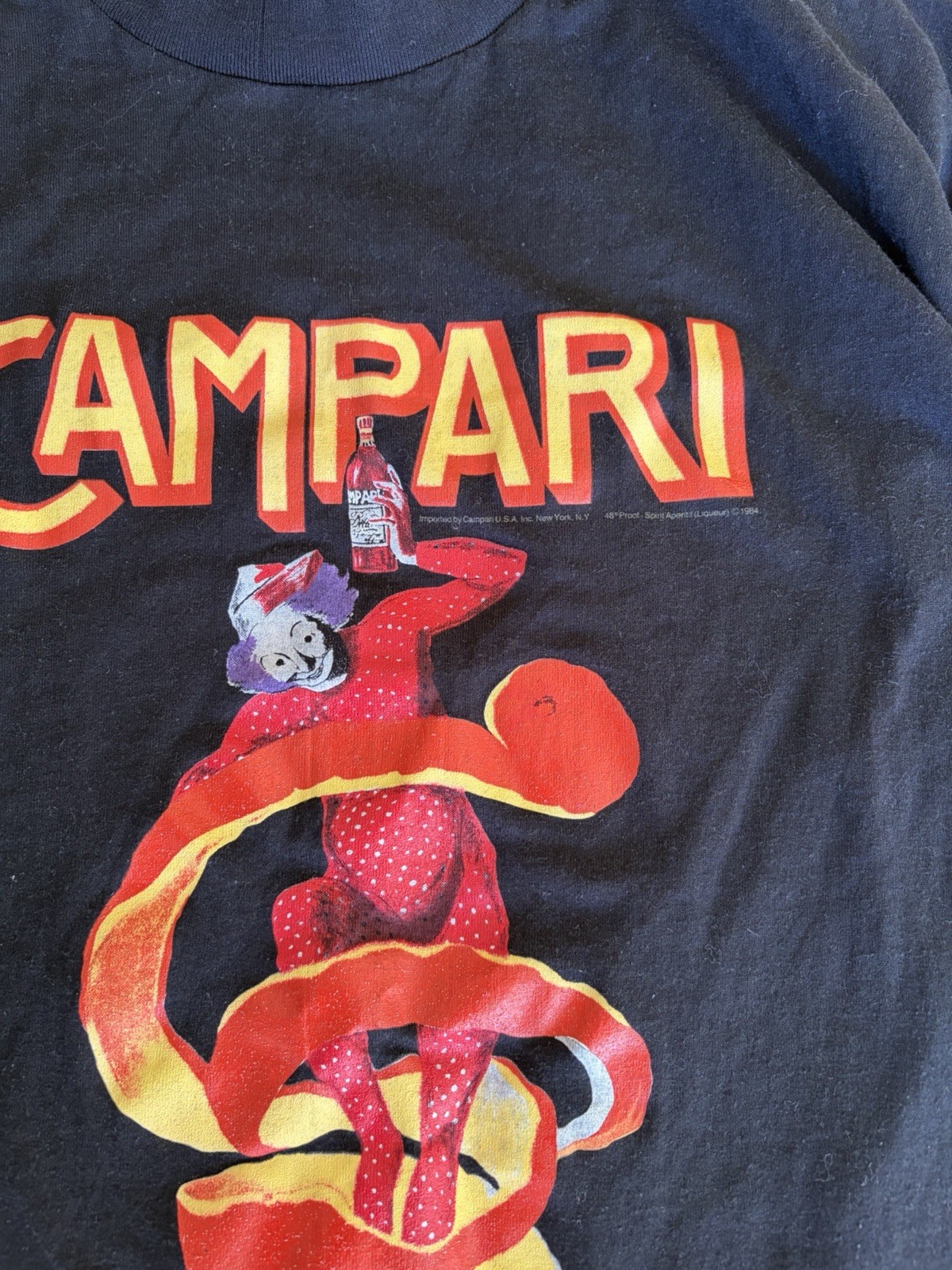 Vintage 1984 Campari T Shirt XL Black Made USA Alcohol Advertising Tee