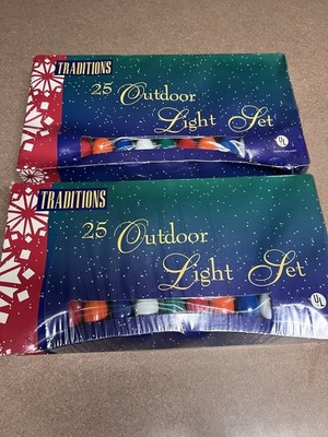 2 Vintage Traditions C-9 1/4 Outdoor 25 Multi Colored LIGHTS ~ 25  Long