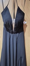 Betsy& Adam Long Black Chiffon Dress UK Size 4 Prom/Party/Evening Dress BNWT NEW