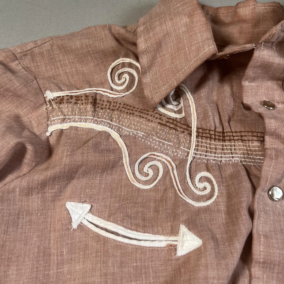 Vintage Miller Western Wear Shirt Mens 16.5 33 Brown Pearl Snap Rodeo Cowboy 70s - Image 4 of 4
