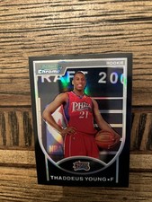 2007-08 BOWMAN CHROME THADDEUS YOUNG #129 ROOKIE BLACK REFRACTOR 059/199 76ERS