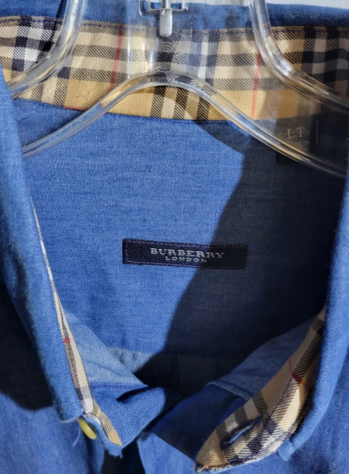 Camisa vaquera Burberry Nova a cuadros abotonada LT puños grandes altos abatibles *LEER* Foto 3 de 4