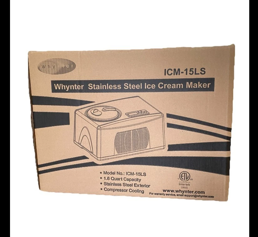 Whynter ICM-15LS 1.6 Quart Stainless Steel Compressor Ice Cream Maker New