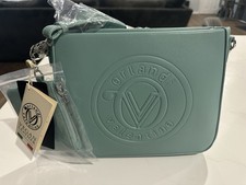 Valentino Orlandi Embossed Teal Vegan Leather Crossbody Bag Wallet