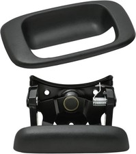 Black Tailgate Door Handle Latch Bezel Trim with Rod Clips, Set of 15997911, 1