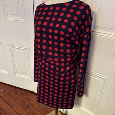 Zara Trafaluc Navy Red Polka Dot Long Sleeve Mini Dress Women’s Small