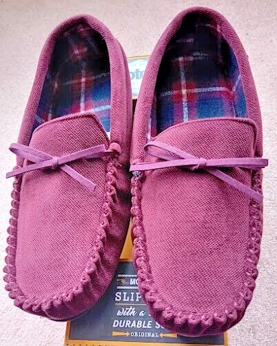 SAOLA Pantofole mocassino da uomo in memory foam resistente suola vino 8 9 (M) nuove in scatola