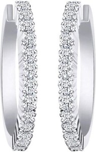 Authentic 1/2Ct Round Cut Natural Diamond Hoop Earrings For Women's 14k Gold