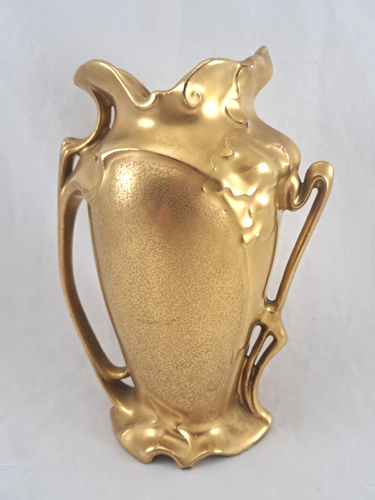 Antique ART NOUVEAU Chantilly Fine China Gold Gilt on Porcelain 8" Vase - Picture 4 of 11