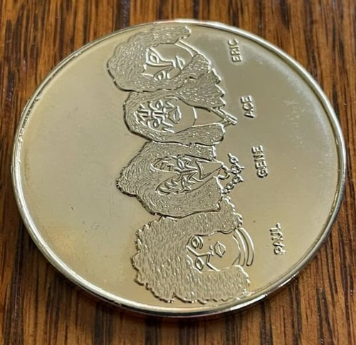 KISS 1980 Australian Gold Plated Coin Unmasked Ace Gene Paul Eric carr - Picture 3 of 4