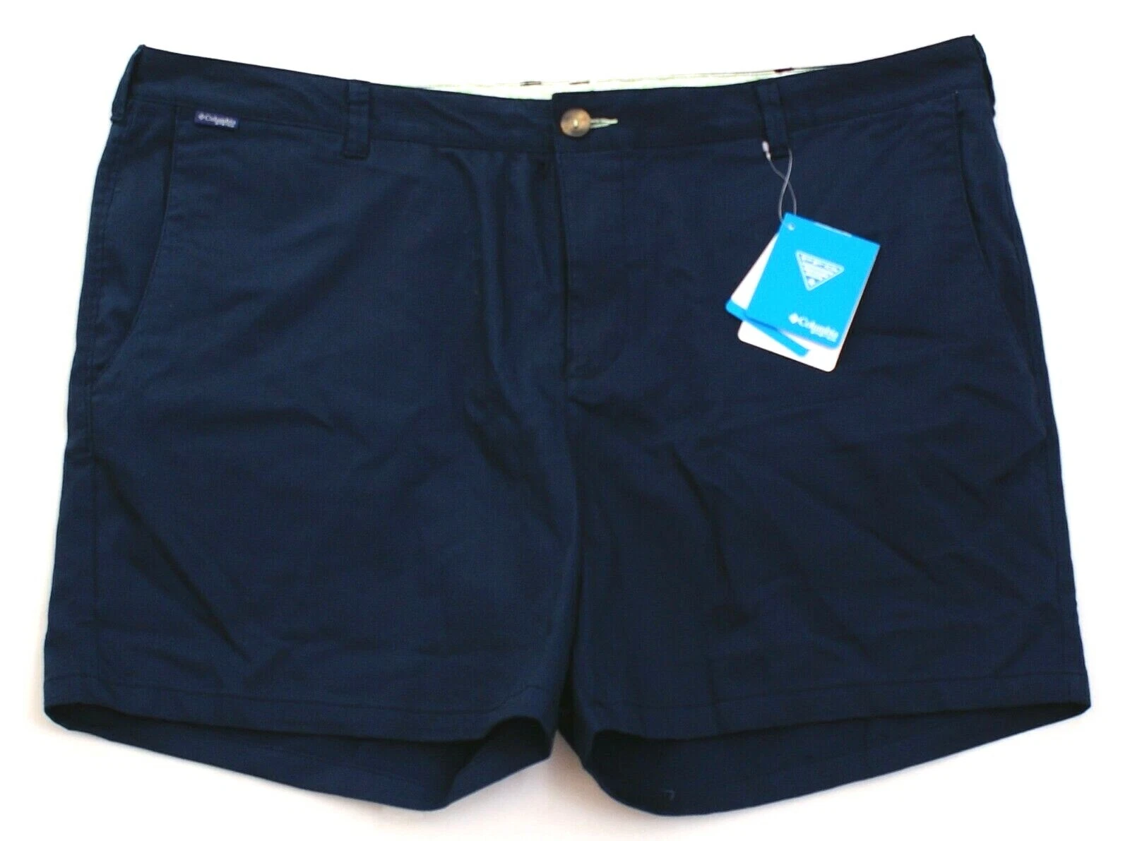 Columbia PFG Harborside Dark Blue Flat Front 6" Chino Shorts Men's NWT