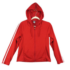 CHAMPION Women Hooded Jacket Size S Casual Lined Solid Red Full Zip