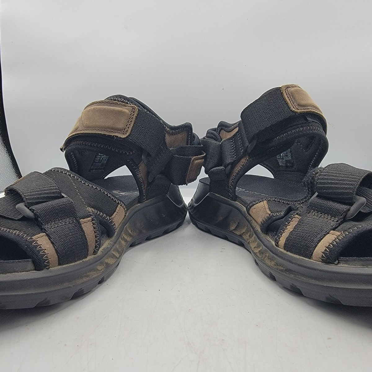 ECCO Exowrap Sandals Men 10 Brown Black Outdoor Sport Hook Loop 3 Strap Ecco Exowrap 3 Strap Mens 7.5 Brown Hiking Sandals Outdoor  main image 2