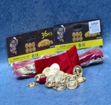Piratenschatz 36 Goldmünzen im Samtsäckchen  Party Tombola Fasching OVP