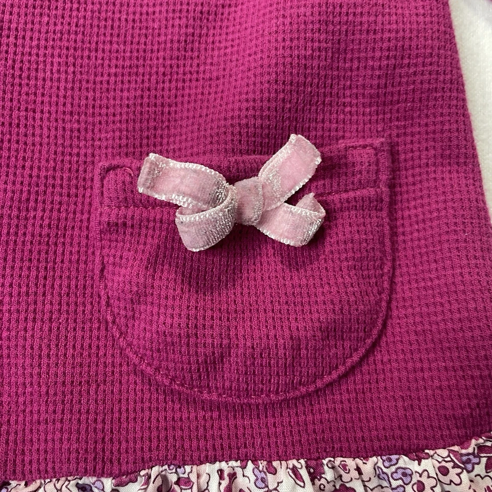 Sweet Potatoes Girls Cranberry Maroon Floral Button Up Dress Sz 4T - Image 4 of 4