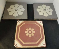 Antique Charnoz Paray le Monial Encaustic Tiles From Kent Co Michigan Courthouse