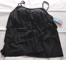 Swim Solutions Separates Black Bust Support Swim Top Size 16