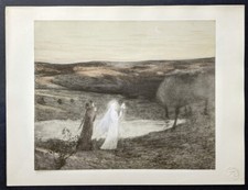 H. Martin. Dante meets Beatrix. L'Estampe Moderne Color Print. 1898