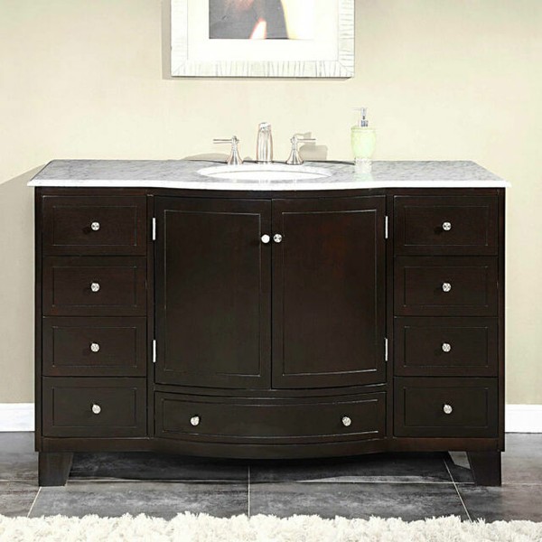 Silkroad Exclusive 55 inch Marble Top Single Sink