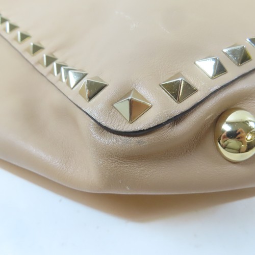 Valentino GHW Rockstud Large Shoulder Handbag 2 Way Calfskin Leather Beige - Picture 15 of 24