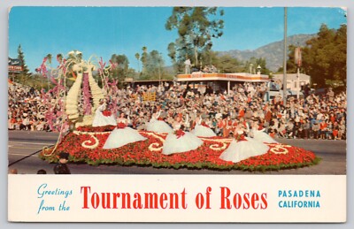 Postcard Pasadena CA Greetings from the Tournament of Roses Parade Float