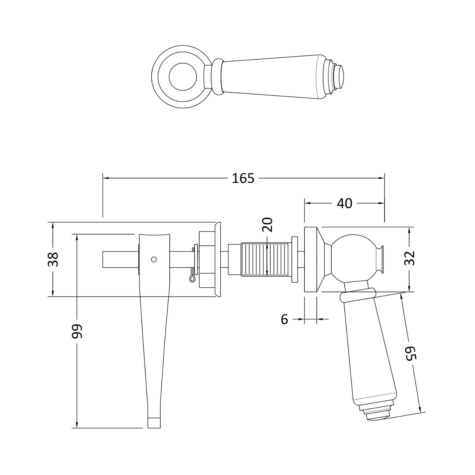 Hudson Reed Ceramic & Gold Toilet Flush Lever Handle Universal Fit