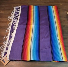 Mexican Blanket Serape Picnic Rug Saltillo Throw Warm Cotton Colors Big