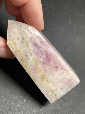 Pink Moonstone Blue Flash Crystal Obelisk Tower Point 2.61in Tall 65g