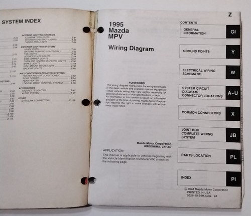 1995 Mazda MPV Wiring Diagram - Picture 2 of 4