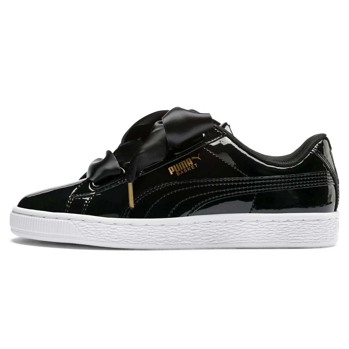 Puma Womens Basket 363073 01 Black Patent Leather Shoes Sneakers Size 8.5