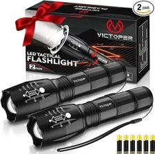 Victoper LED Flashlight 2 Pack, Bright 2000 Lumens Tactical Flashlights