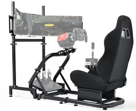 Marada Racing Simulator Cockpit With Seat &Triple Monitor Stand Fit Logitech G29