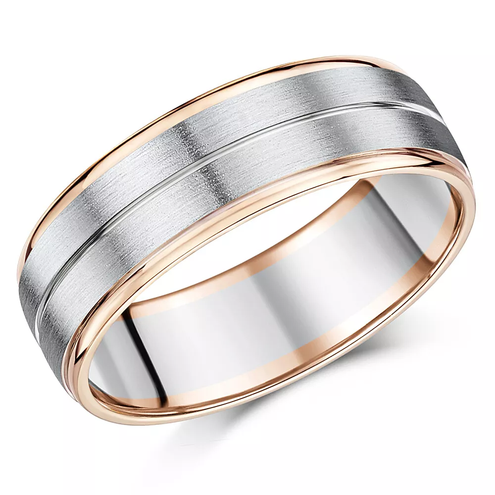 Mens palladium and shop rose gold wedding rings