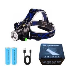 LED Headlamp Rechargeable Headlight Zoomable Head Torch Lamp Flashlight