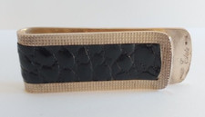 VINTAGE ROBERT TALBOTT ESTATE STERLING SILVER BLACK ALLIGATOR MONEY CLIP