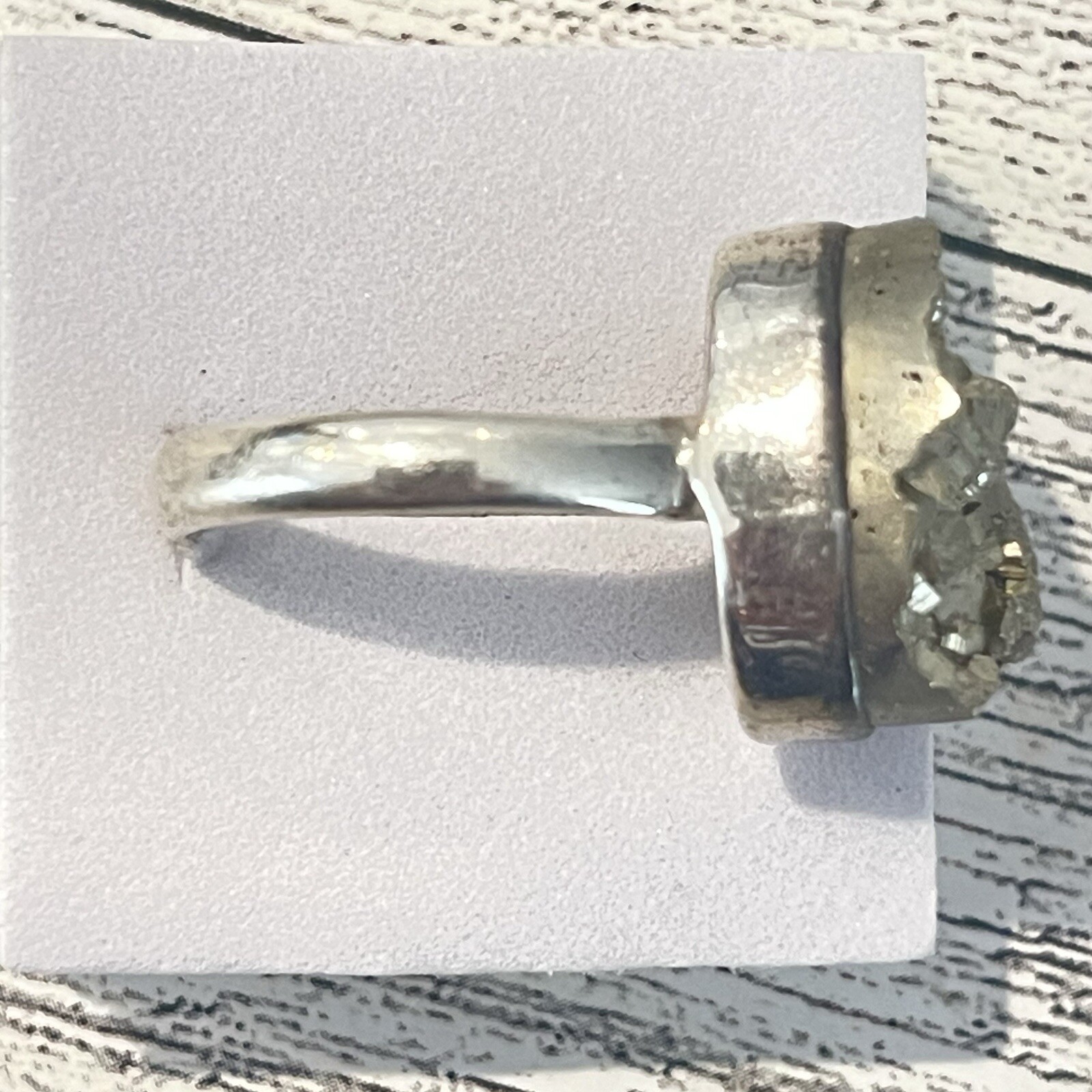 Sterling Silver Solid .925 Genuine Pyrite Ring Si… - image 5