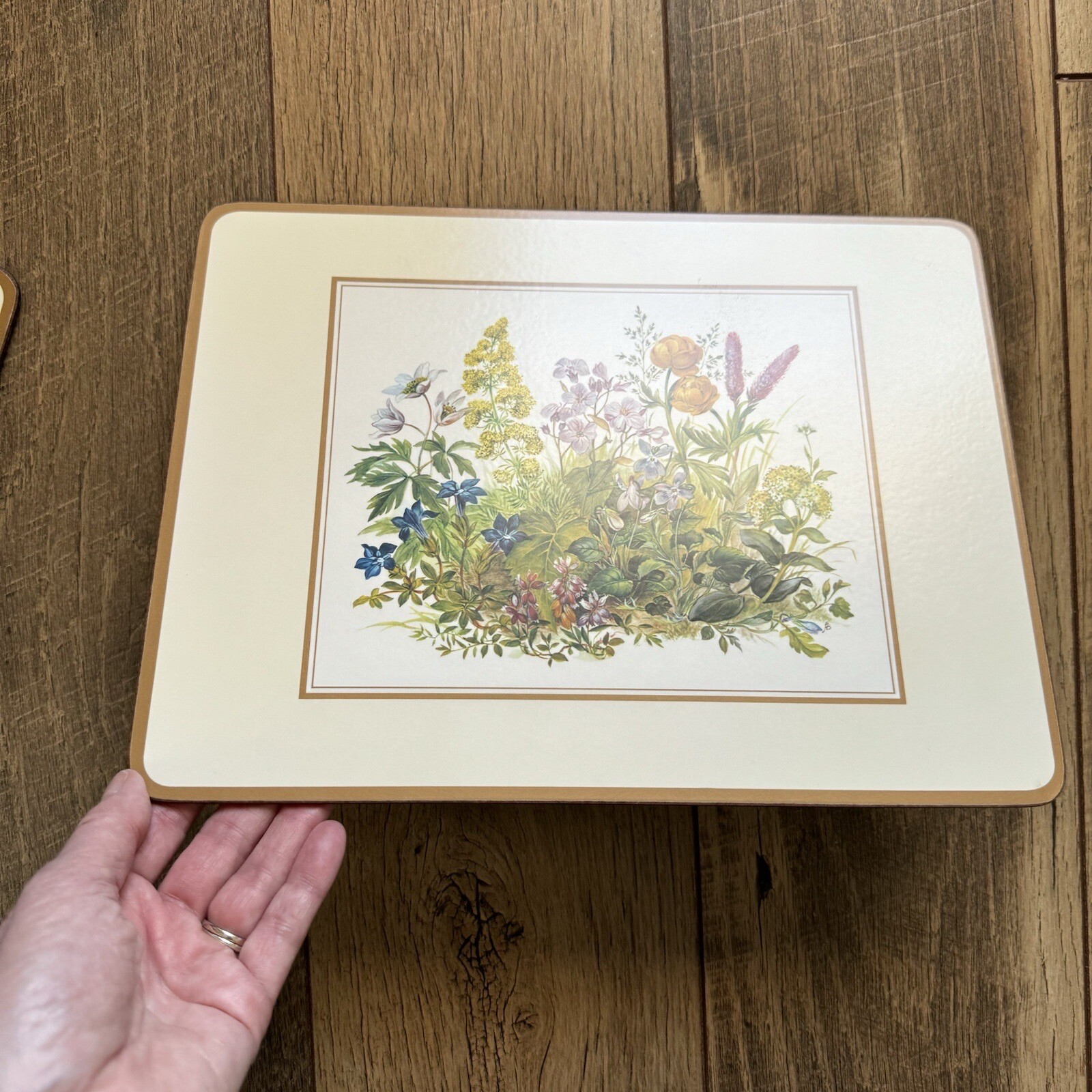 VTG Pimpernel Placemats Meadow Flowers Cork Back Set Of 4 Made In