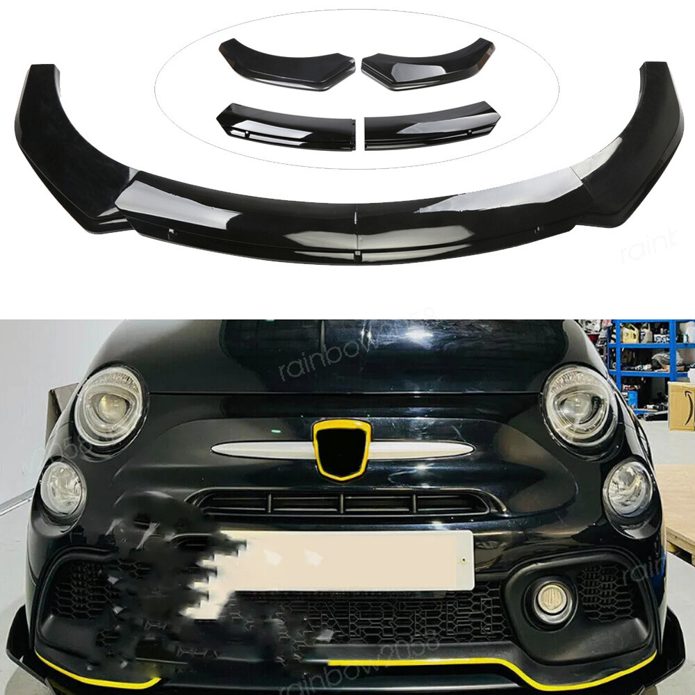 For Fiat Abarth 595 500 Hatchback Gloss Black Front Bumper Spoiler