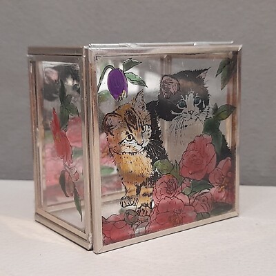 Retro Kitsch Deko Glas Kätzchen Design Schmuckkästchen Kätzchen Kätzchen Katze Meeeow